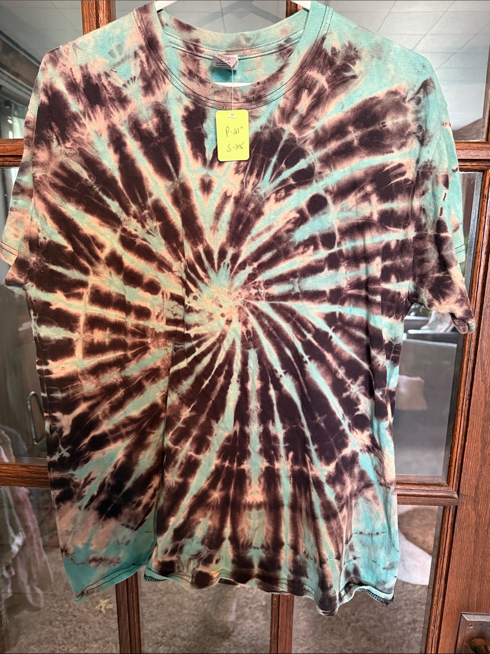 Gildan Tie-Dye Spiral Short Sleeve T-Shirt - Aqua & Brown